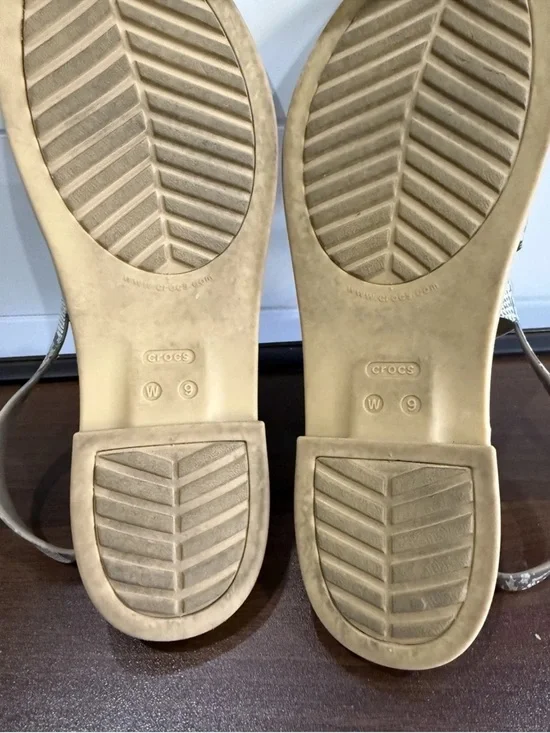 Crocs Tulum Sandal Women Sz 9 Strappy Flat Snake Skin Lightweight Rubber - Picture 3 of 4